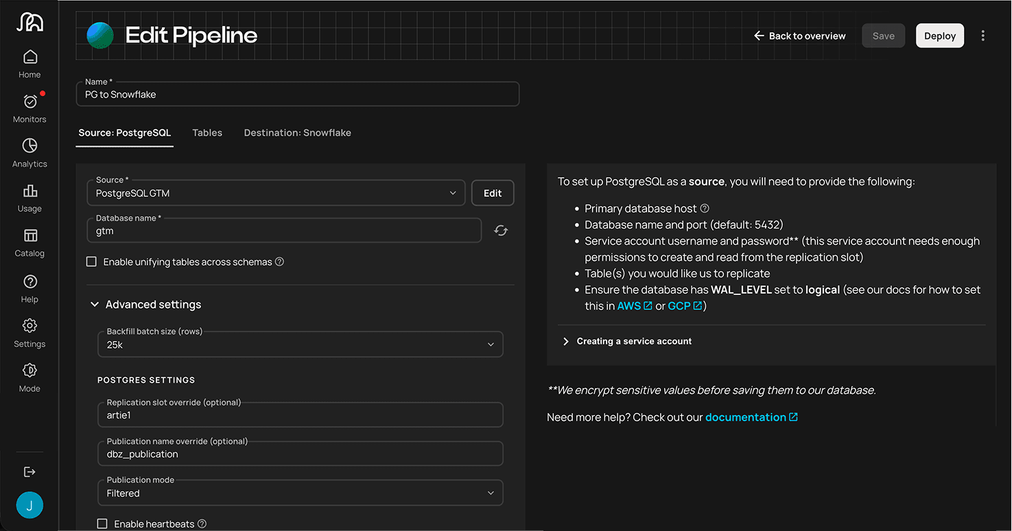 Connect your source in Artie